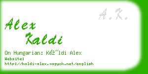 alex kaldi business card
